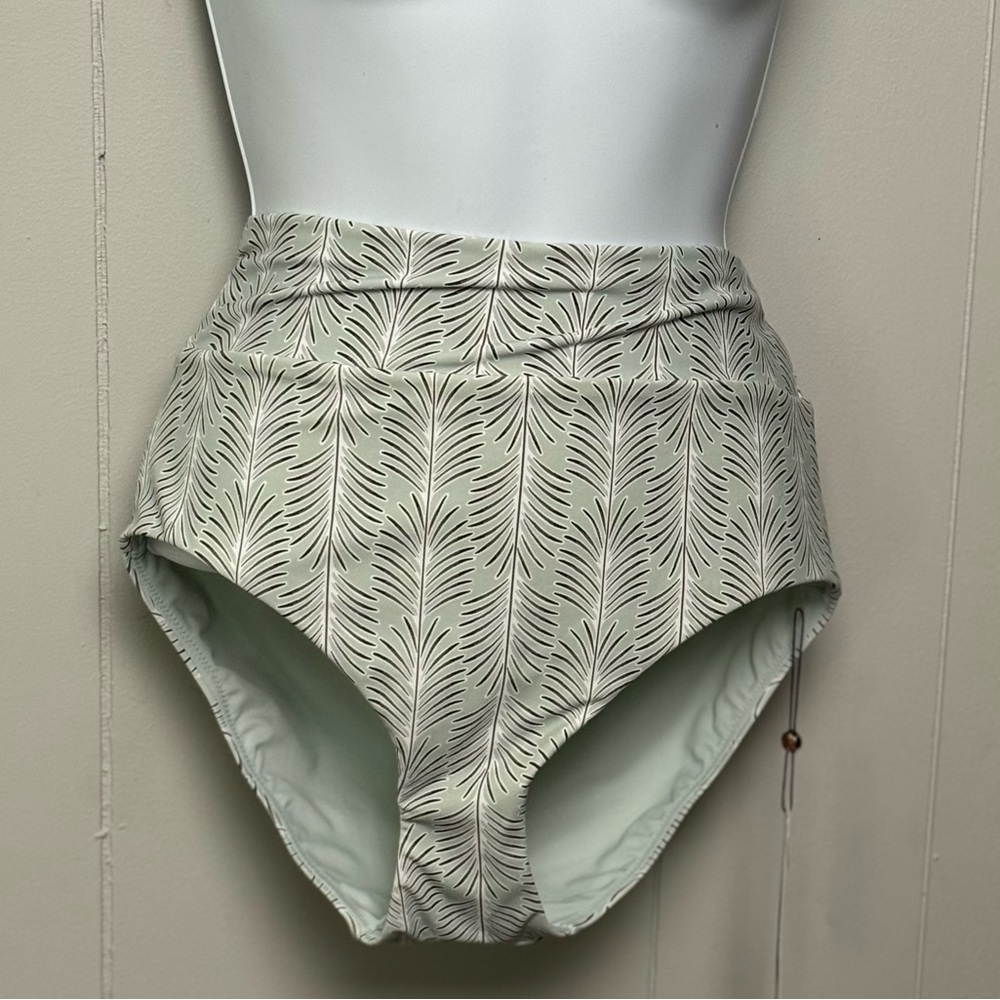 High-Waist Sage Leaf Print Bikini Bottom